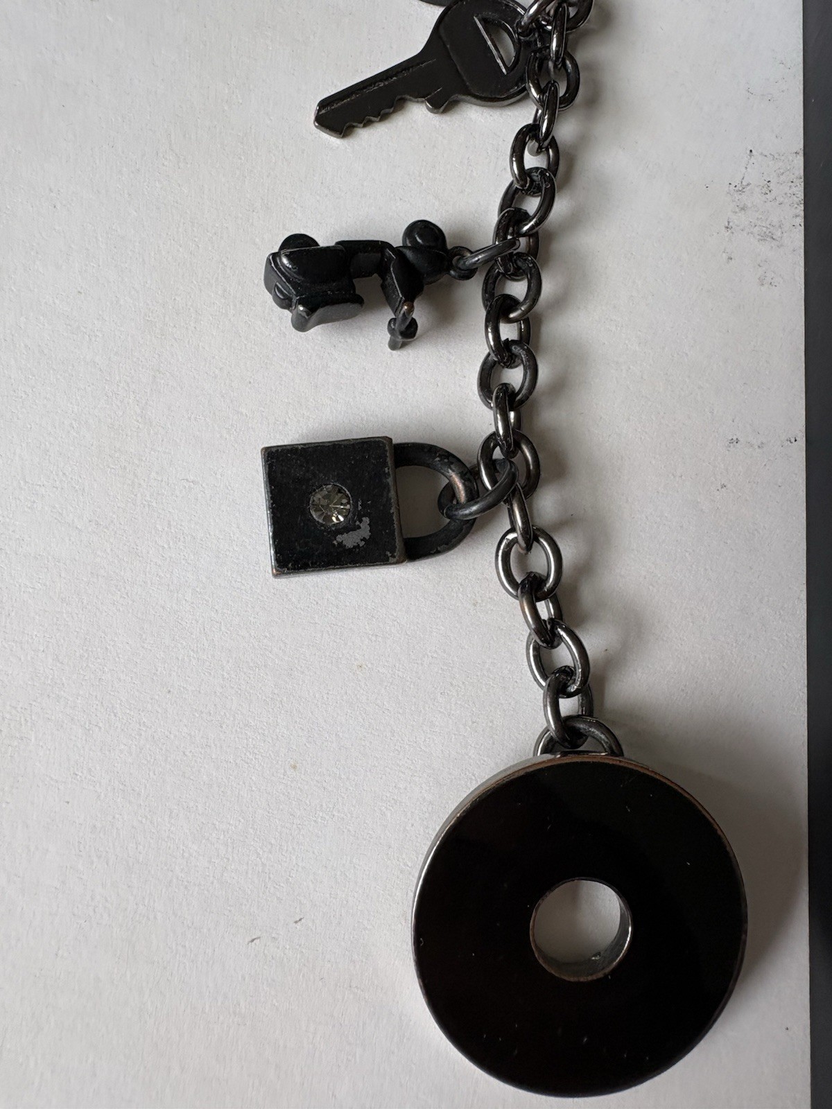 Vintage MAC Charm Bracelet Lipstick Black Signed Key Employee Only Collectibles