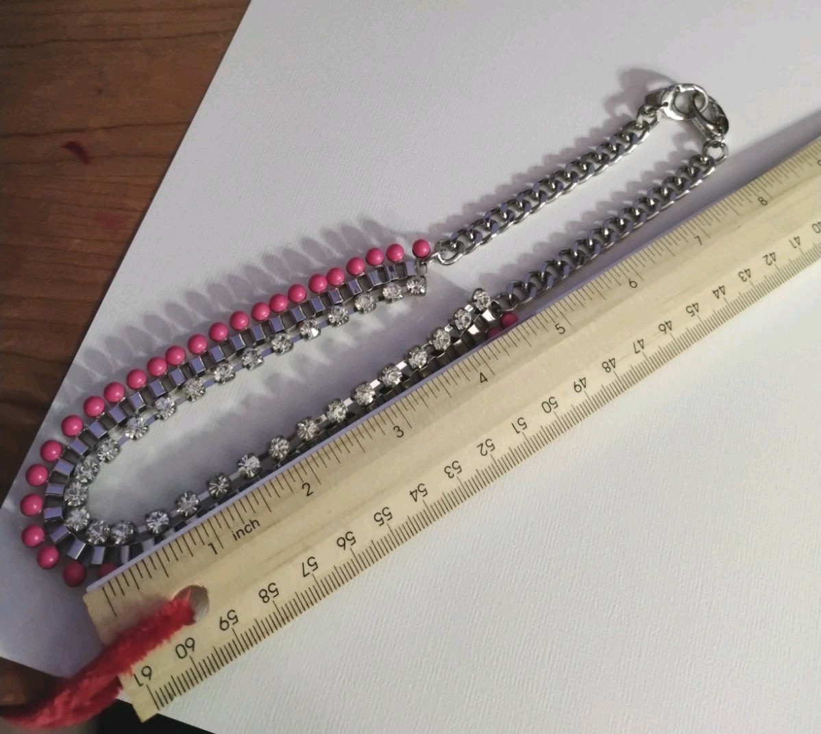 Designer ADORNABLE U Silvery Hot Pink Gem w/Crystal Rhinestones 17″ Necklace!