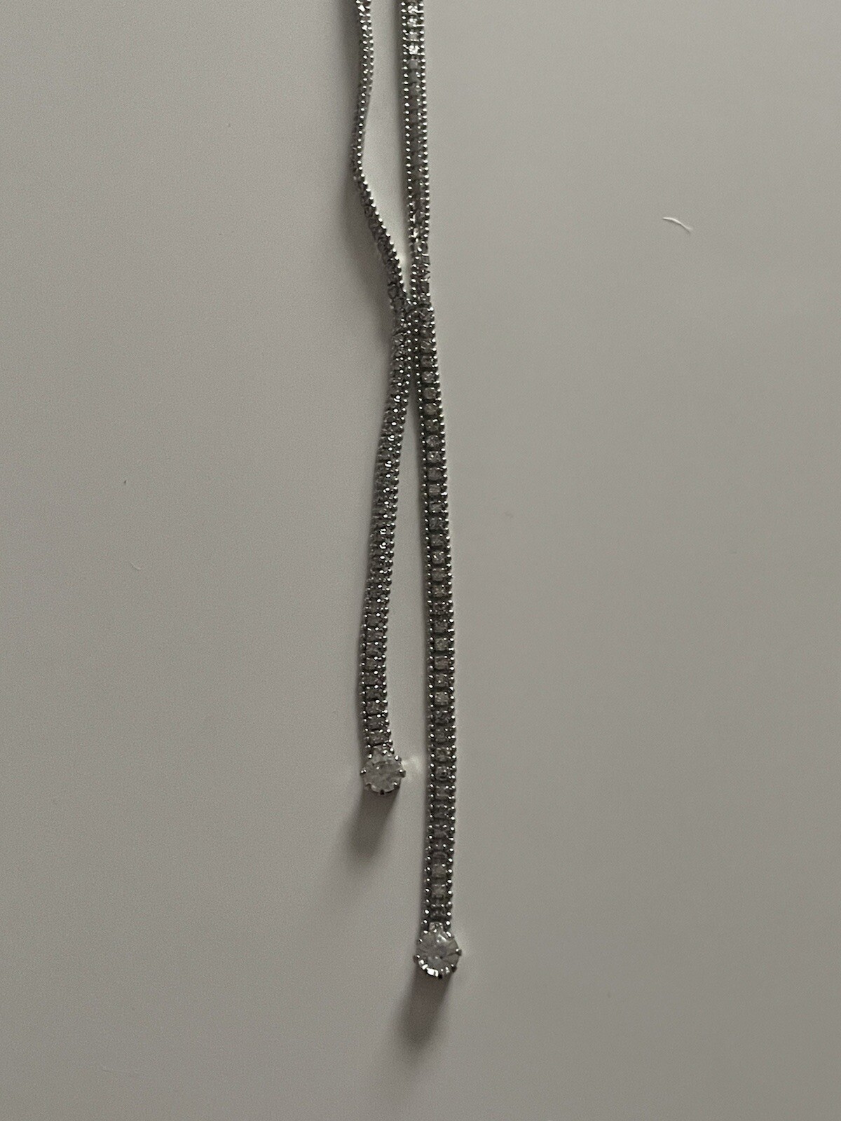 NWT Andante Necklace Silver Long Statement Dangle Rhinestone Lead Compliant