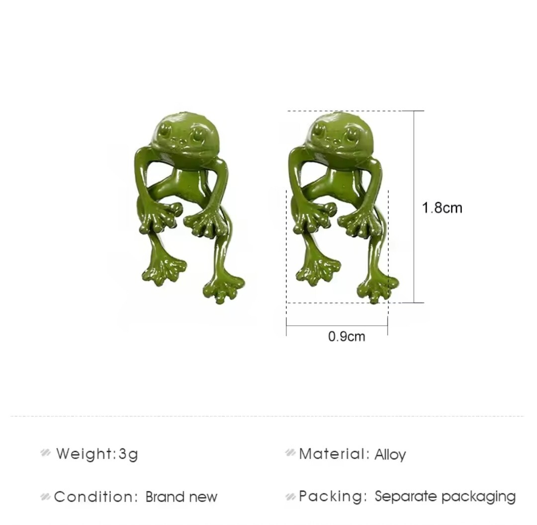 Women’s Fashion Jewelry Frog Earrings 2 pc Green Color Earring 16-2
