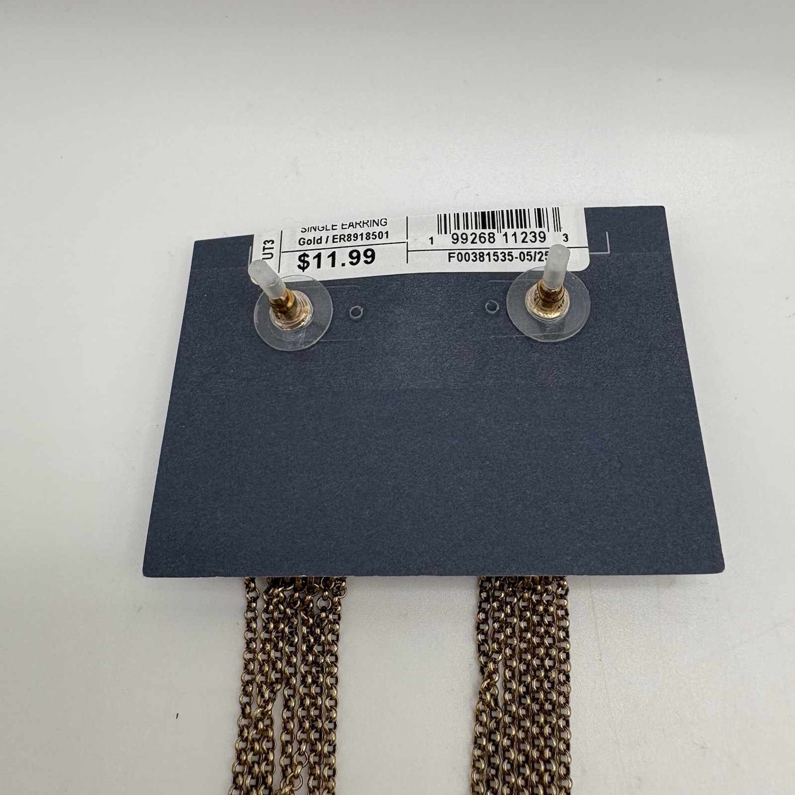 Gold Tone Circle Link Fringe Drop Earrings Universal Thread Target New