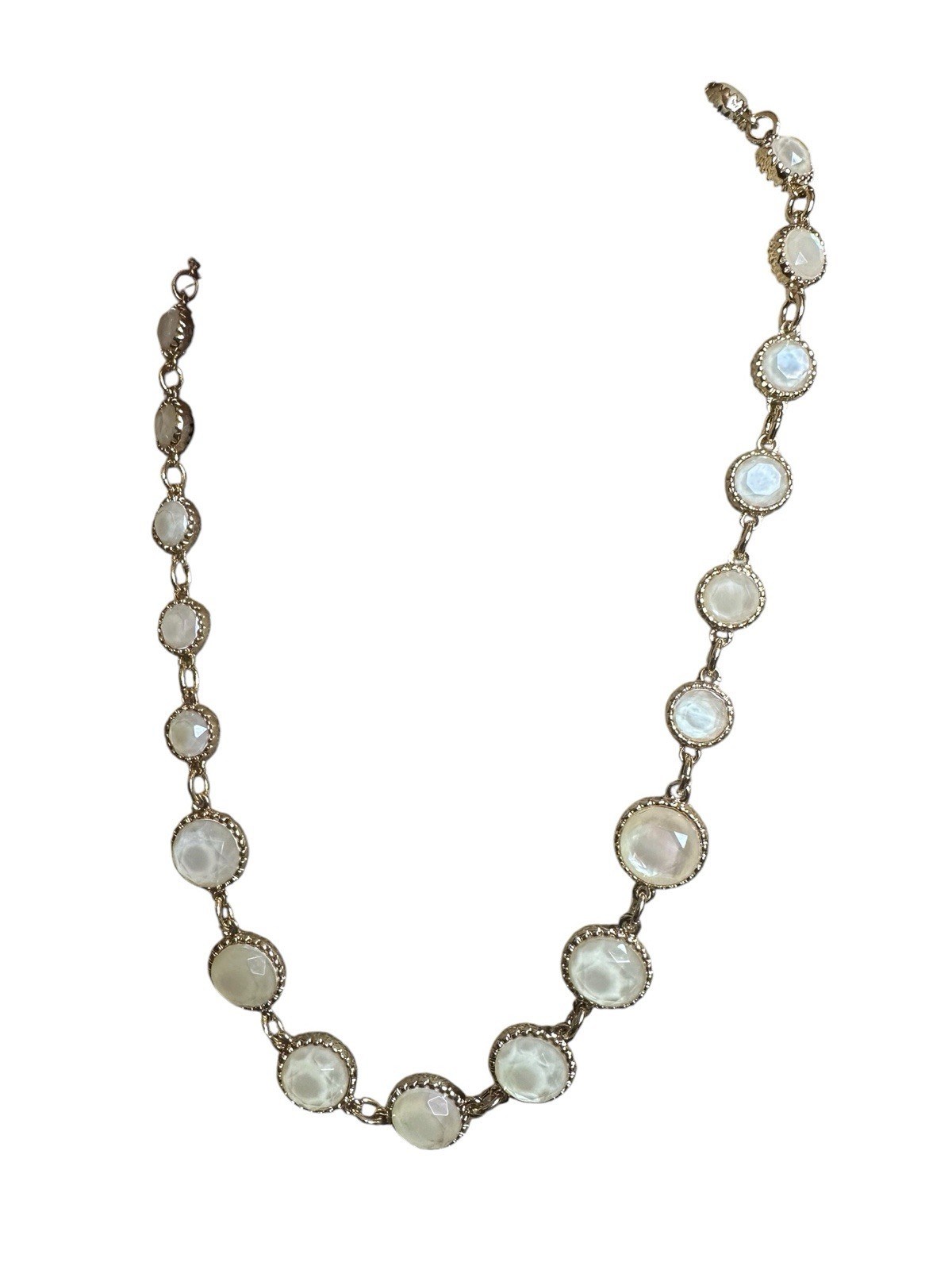 Statement Necklace Reversible Navy Opalescent Faceted Jewel Goldtone Setting NWT