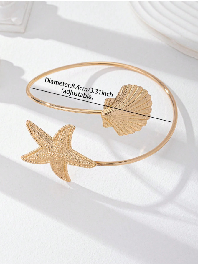 Shell & Starfish Upper Arm Bracelet for Women Summer Beach Body Jewelry