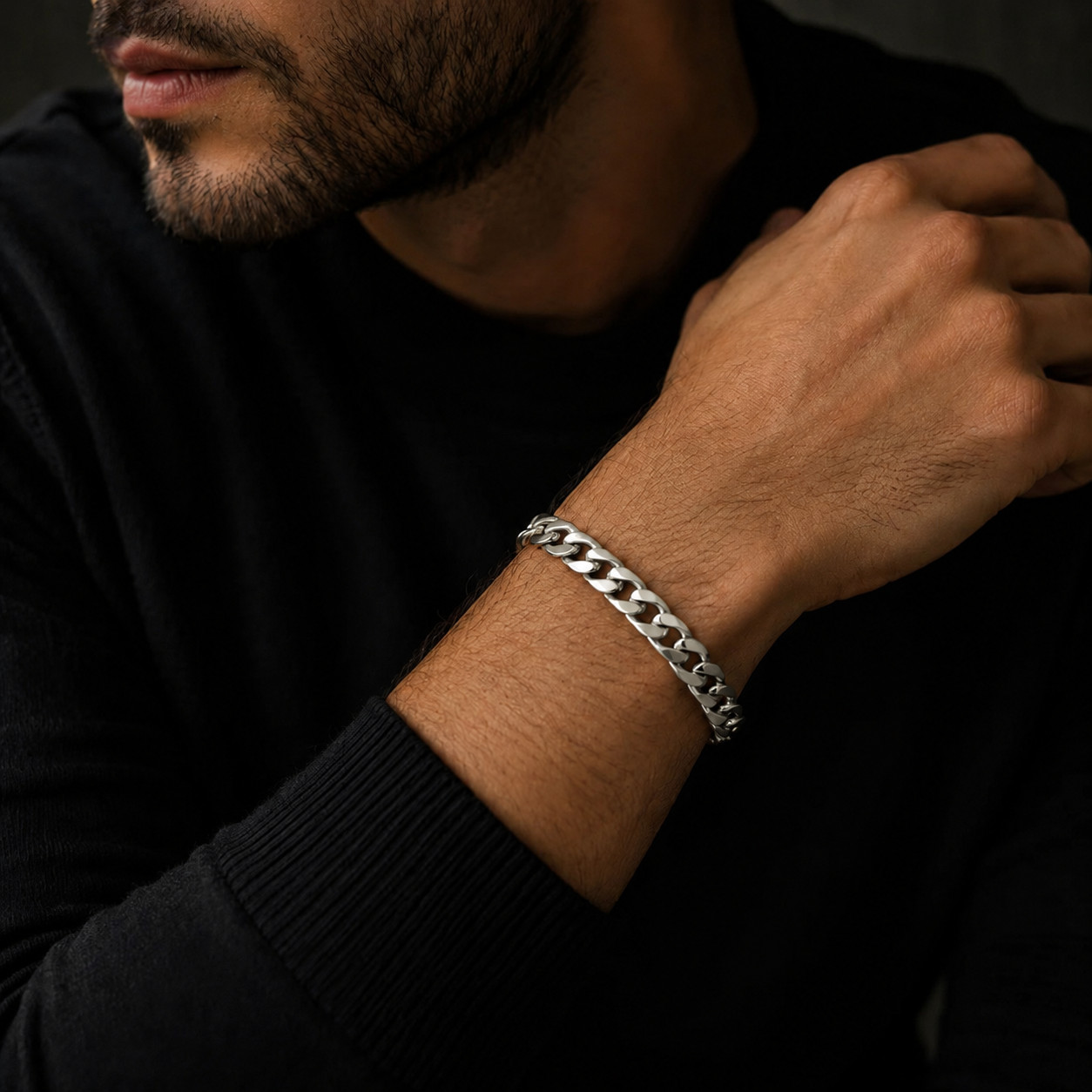 8mm Stripe Bracelet – Silver