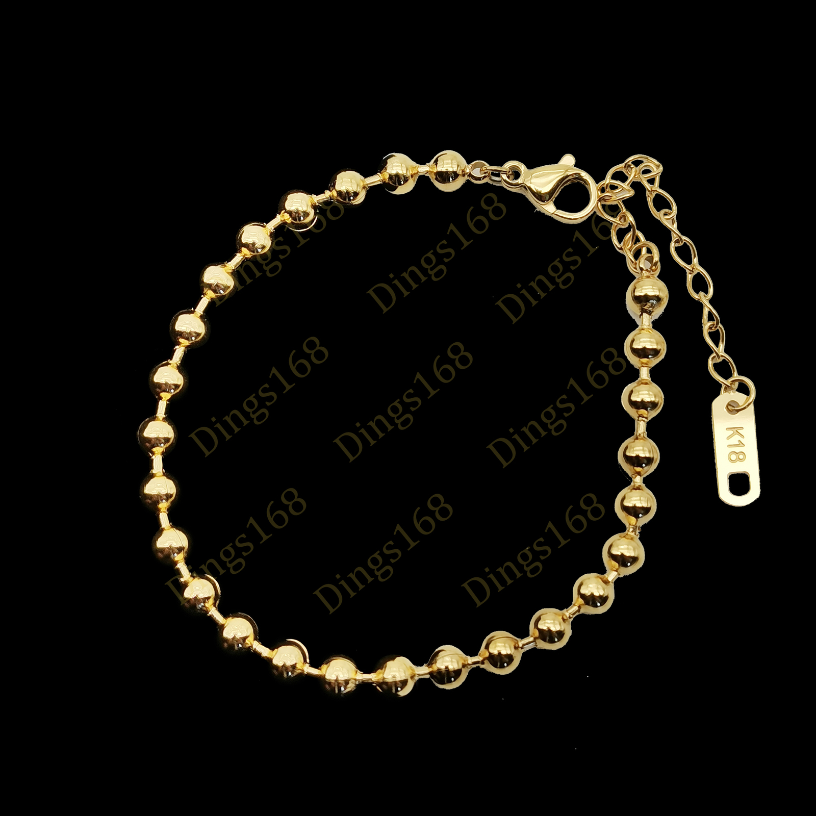 Men&Women’s 18K Yellow Gold Filled Tarnish-Resist Long Round Bead Chain Bracelet