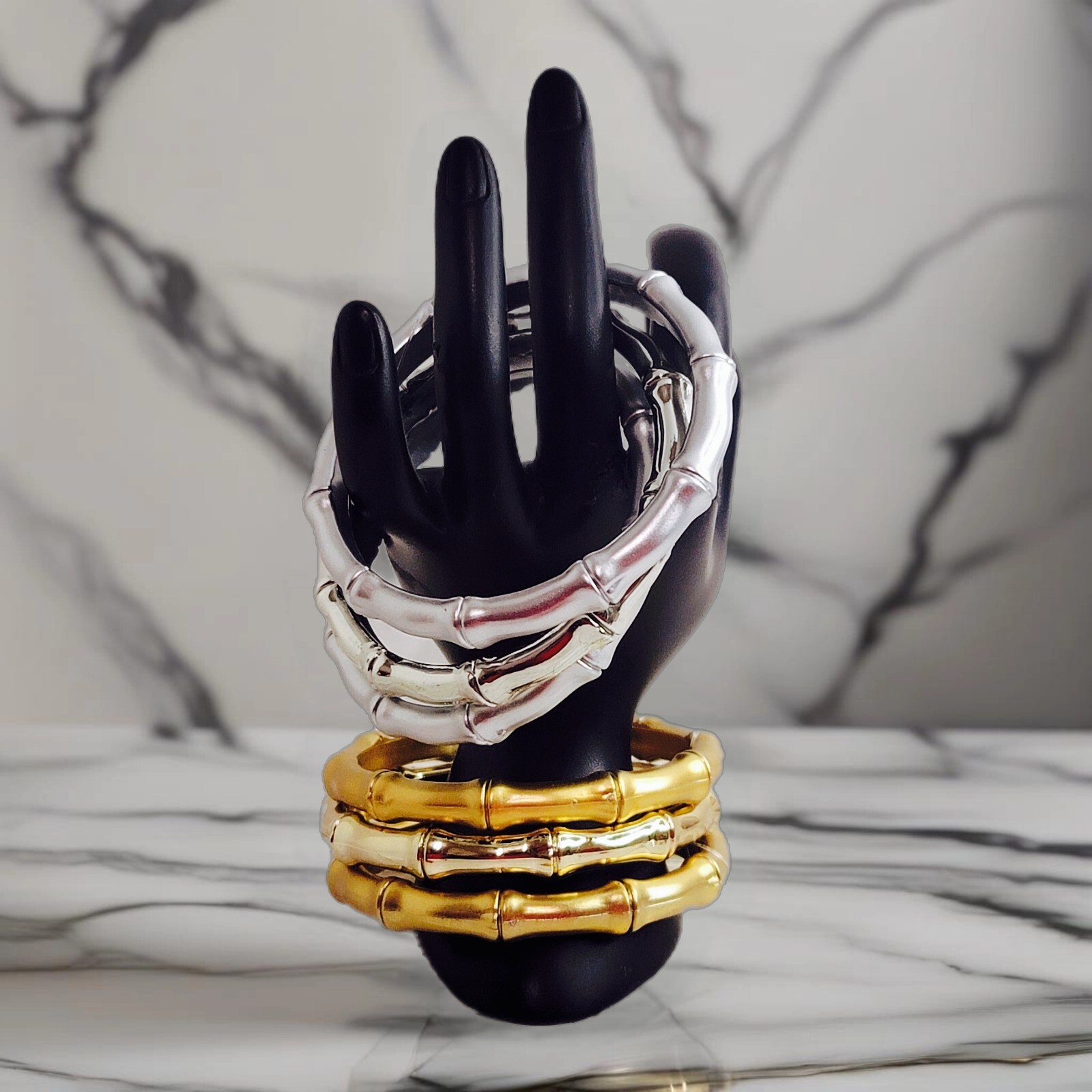 Chic Luxe Bamboo Lightweight Vibe High-End Acrylic Bangle Collection