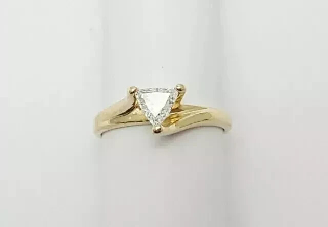 2Ct Trillion Simulated Diamond Engagement Solitary Ring 14k Yellow Gold Plated