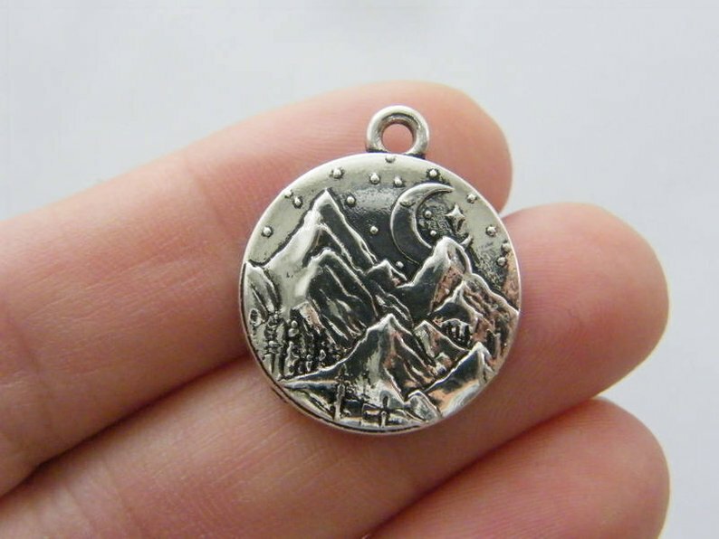 MOUNTAIN FOREST MOON STAR pendant 22″ Sterling Silver 925 necklace women female