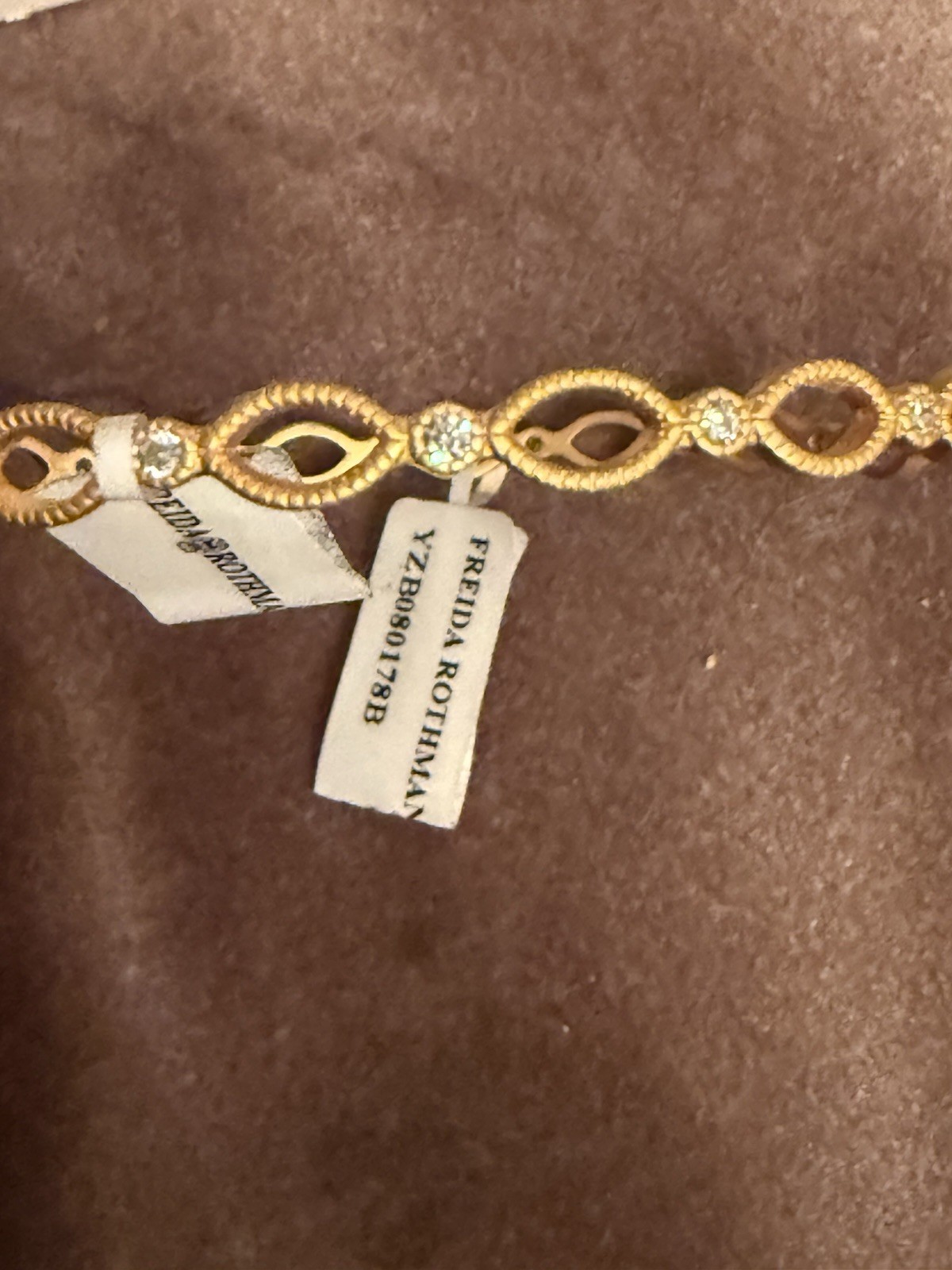 Freida Rothman 14kt Gold Plated Sterling Silver Two-Tone Bangle Bracelet with CZ