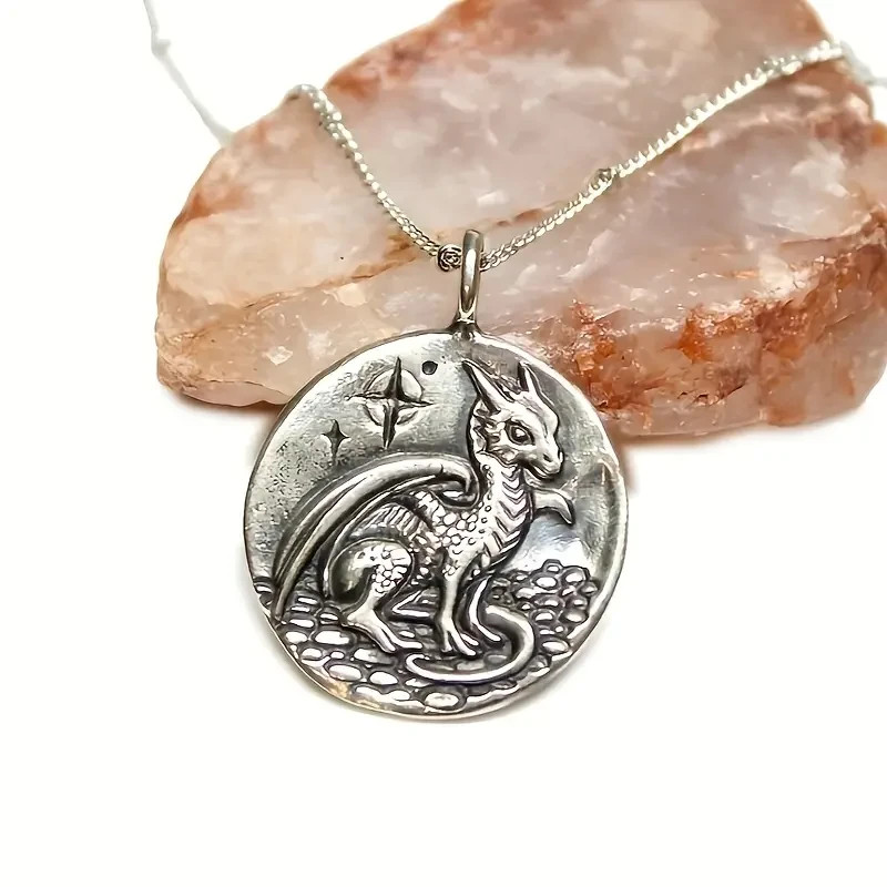 Elegant 925 Sterling Silver Charms Fashion Unique Flying Dragon Pendant Necklace