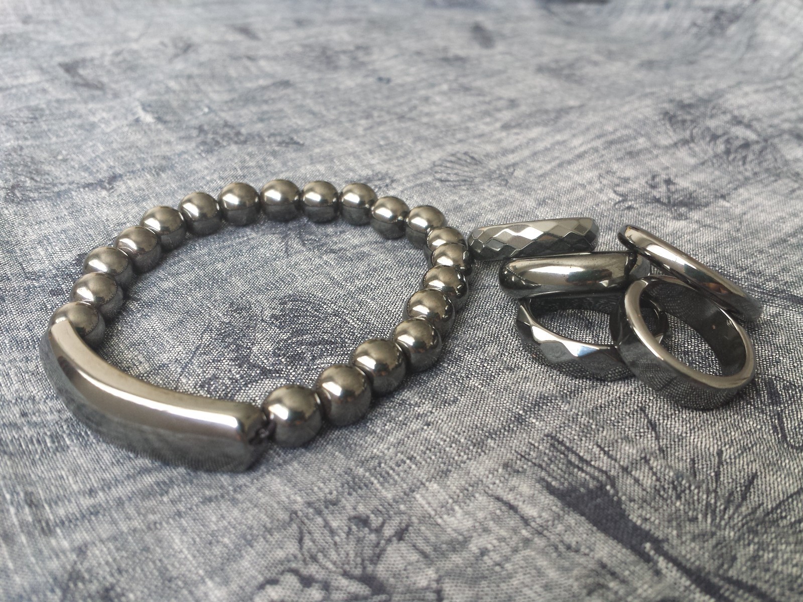 Hematite Ring.Buy 2+1free.Unusual silver-black.Men.Women 6mm All size 5678910112