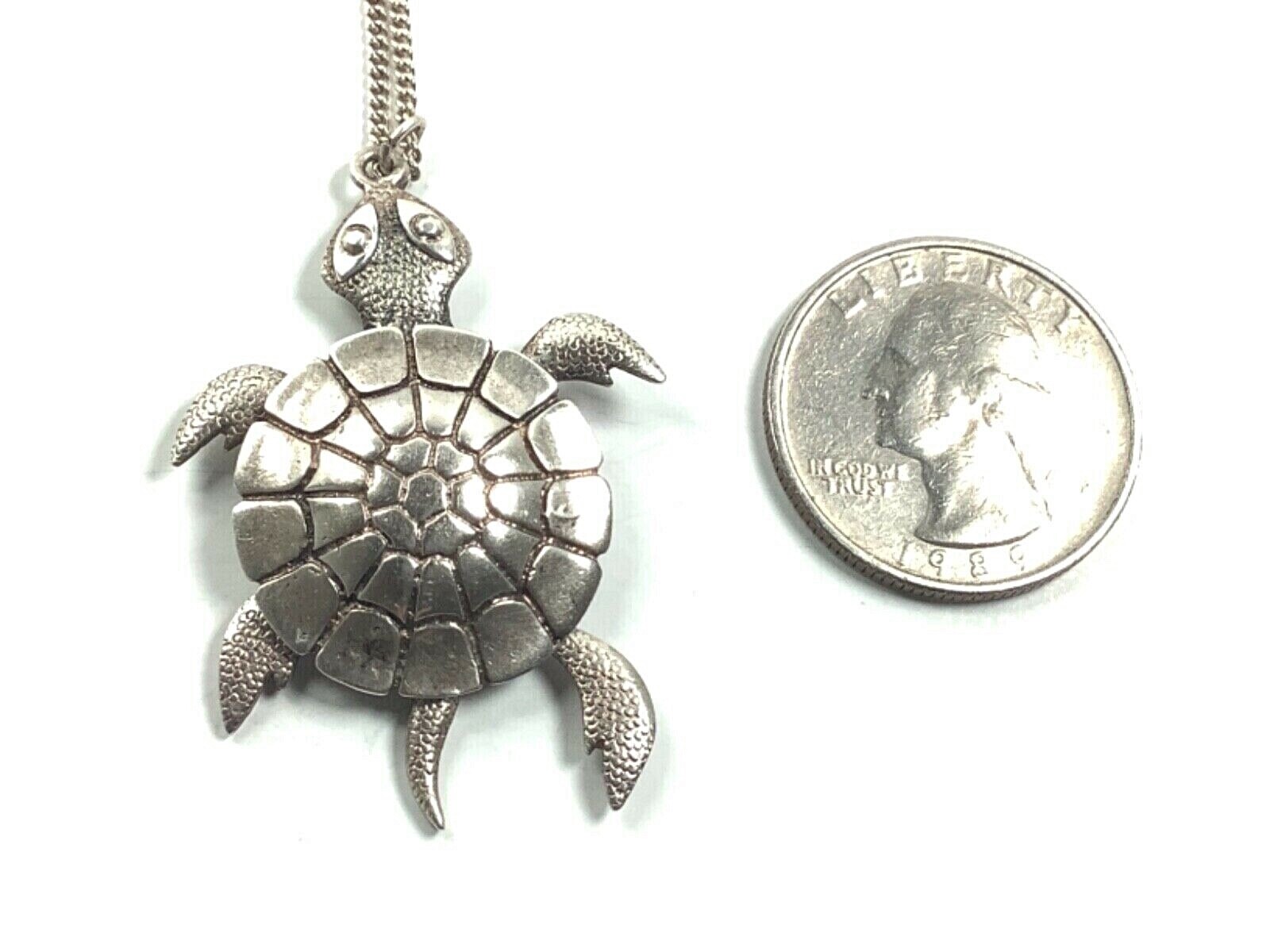 JC FERRARA Sterling Silver Articulating Turtle Pendant w/1.4mm Alpaca Chain, 20”