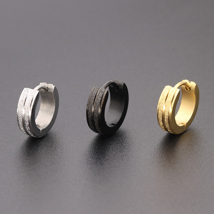 Mens Punk Stainless Steel Silver Huggie Hoop Hinged Snap Earrings 4x9mm