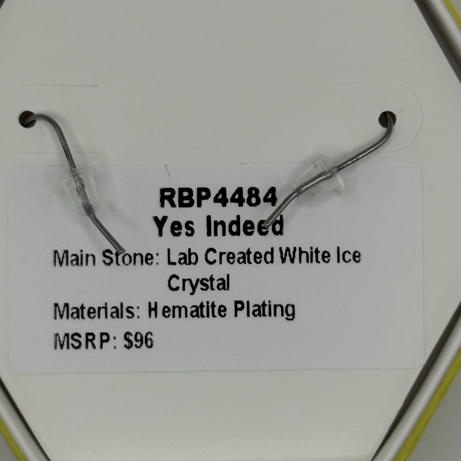 Bomb Party Dangle Earrings – Yes Indeed RBP4484 – White Ice Crystal on Hematite