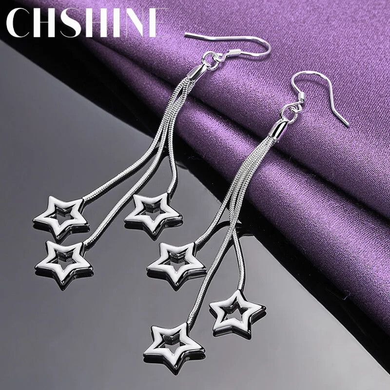 CHSHINE 925 Sterling Silver Three Stars Earrings Charm Jewelry Fashion Eardrop
