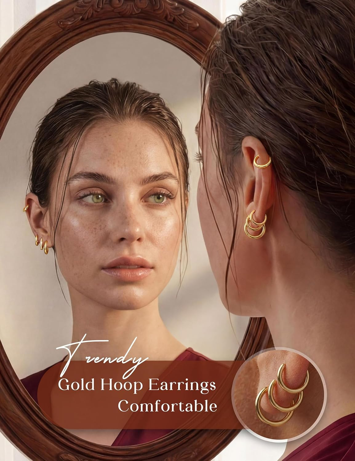Small Gold Hoop Earrings for Women, Hypoallergenic Huggie Earrings for Sensitive