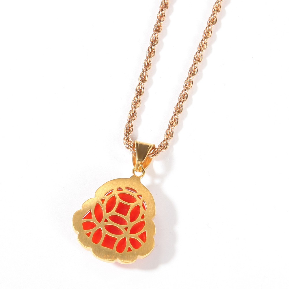Hip Hop Stainless Steel Maitreya Buddha Pendant Necklace with Rhinestone Jewelry