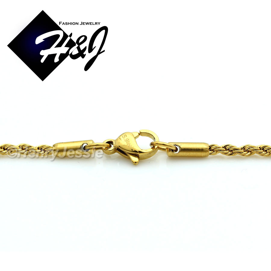 18″20″24″Stainless Steel 1.5mm Gold Plated Rope Chain Necklace Cross Pendant*GP