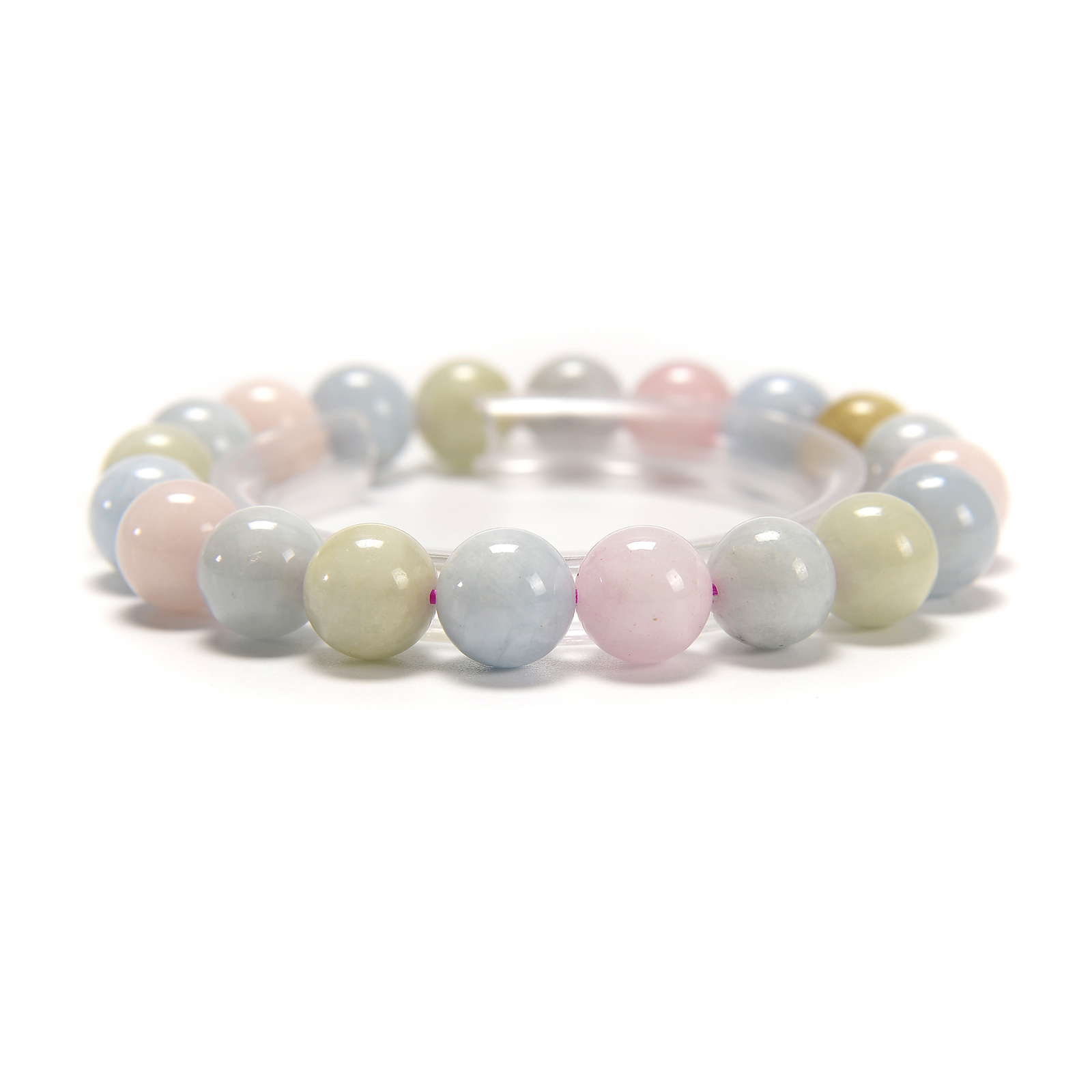 Natural Morganite Smooth Round Beaded Bracelet Size 8mm 10mm 7.5” Length