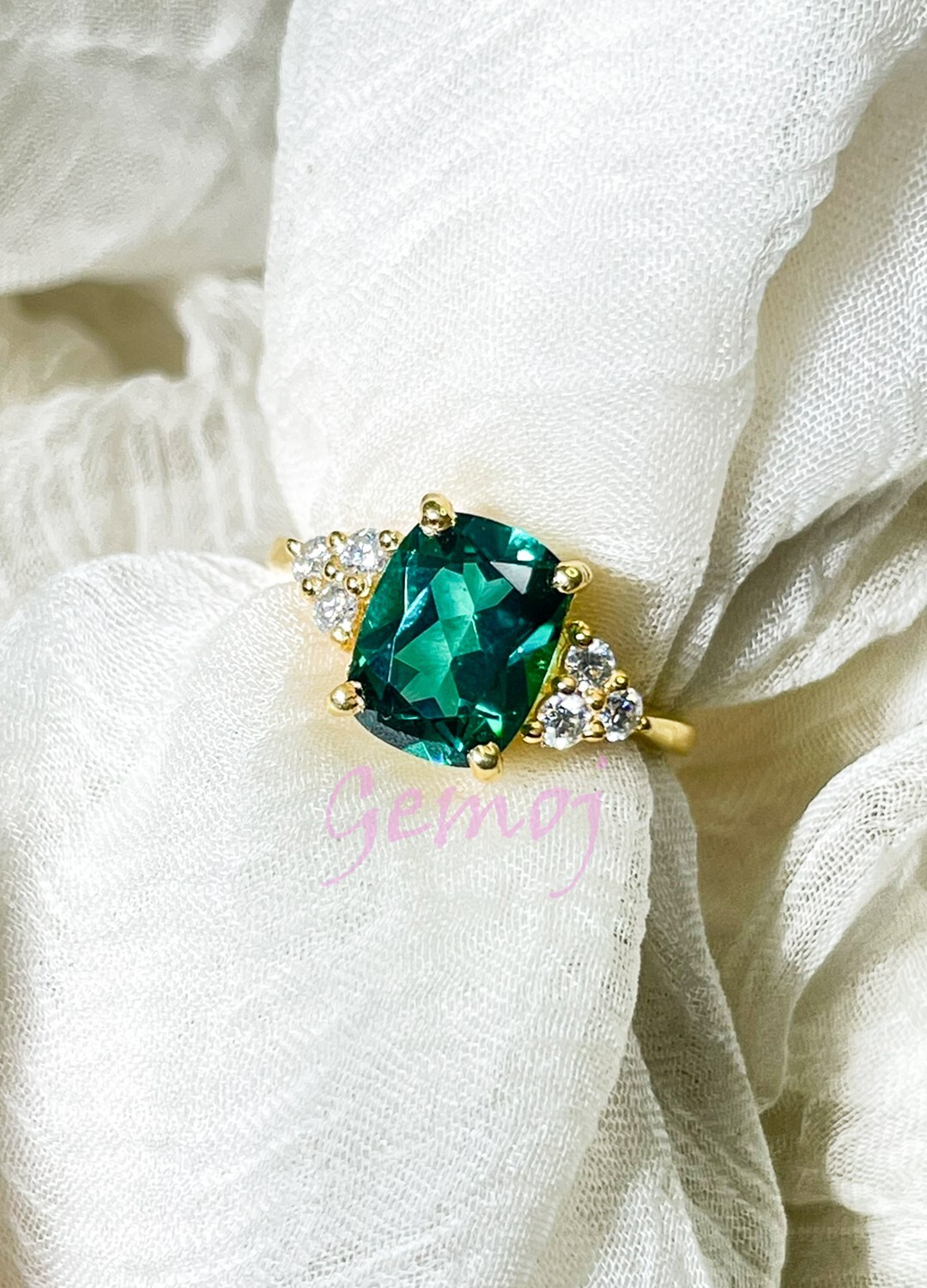 3ct Cushion sapphire ring Teal Sapphire Ring Diamond Ring Women Ring Silver Rin