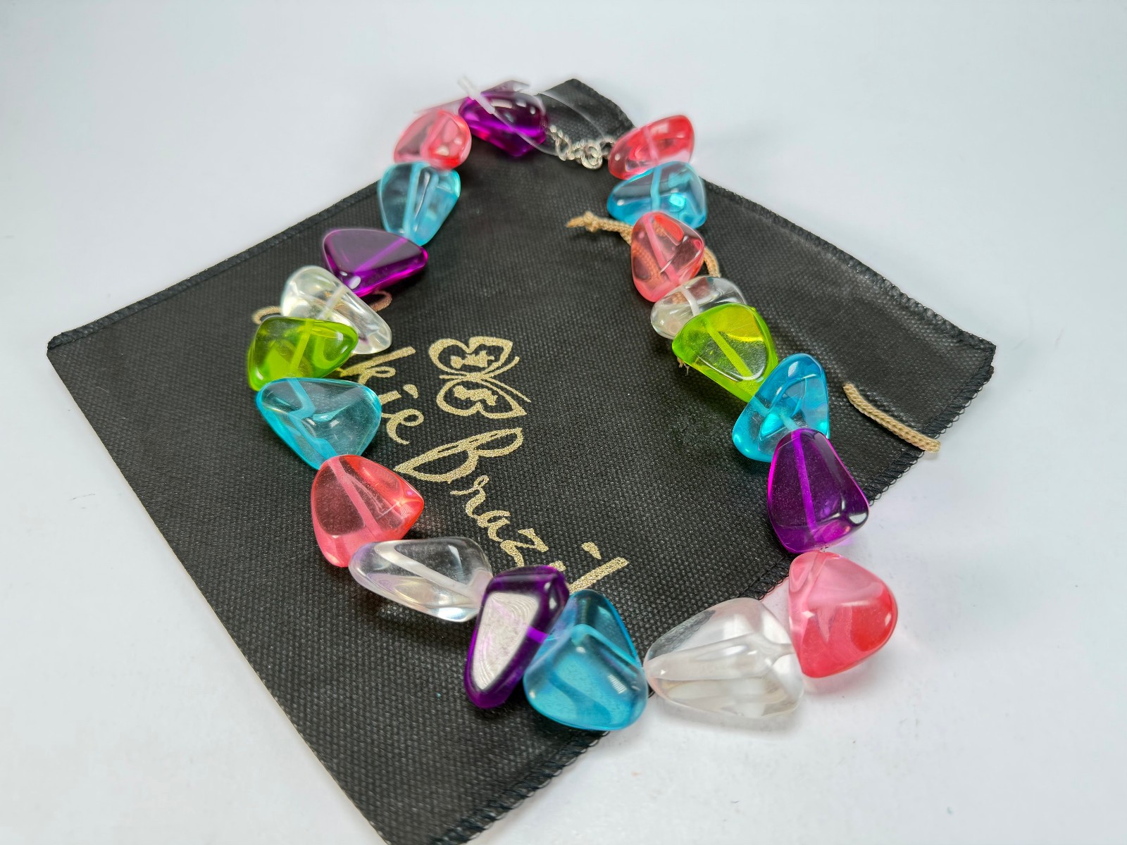 Jackie Brazil “Diamonds” Transparent Paris Mix Flintstone Bone 55cm Necklace
