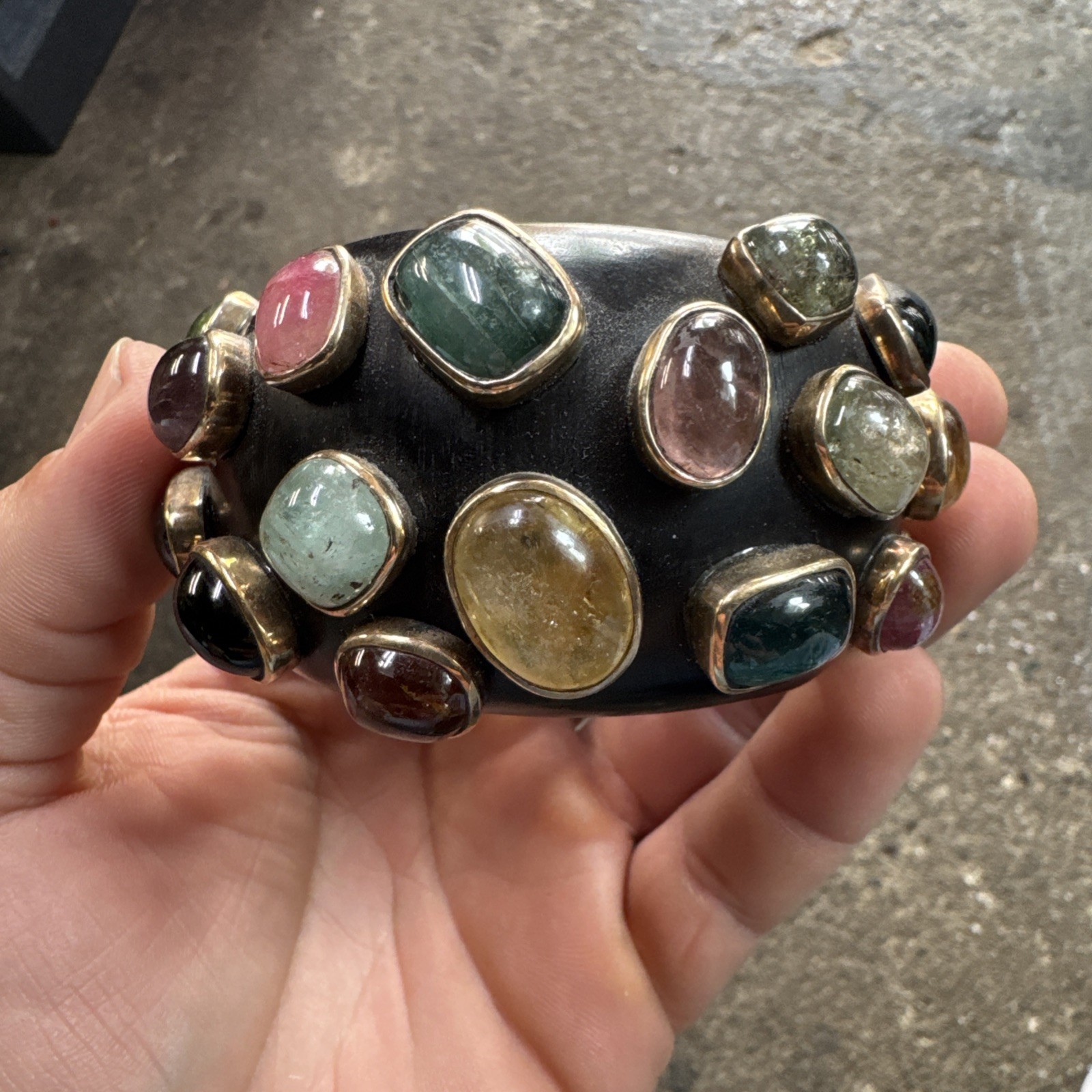Jessica Kagan Cushman 14k Multi Gemstone Cuff Bracelet RARE!