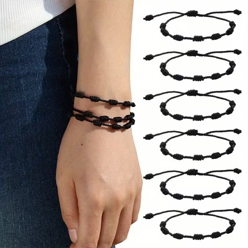2Pcs Lucky Red String Bracelet Kabbalah Amulet 7 Knots Protection rope Man Women