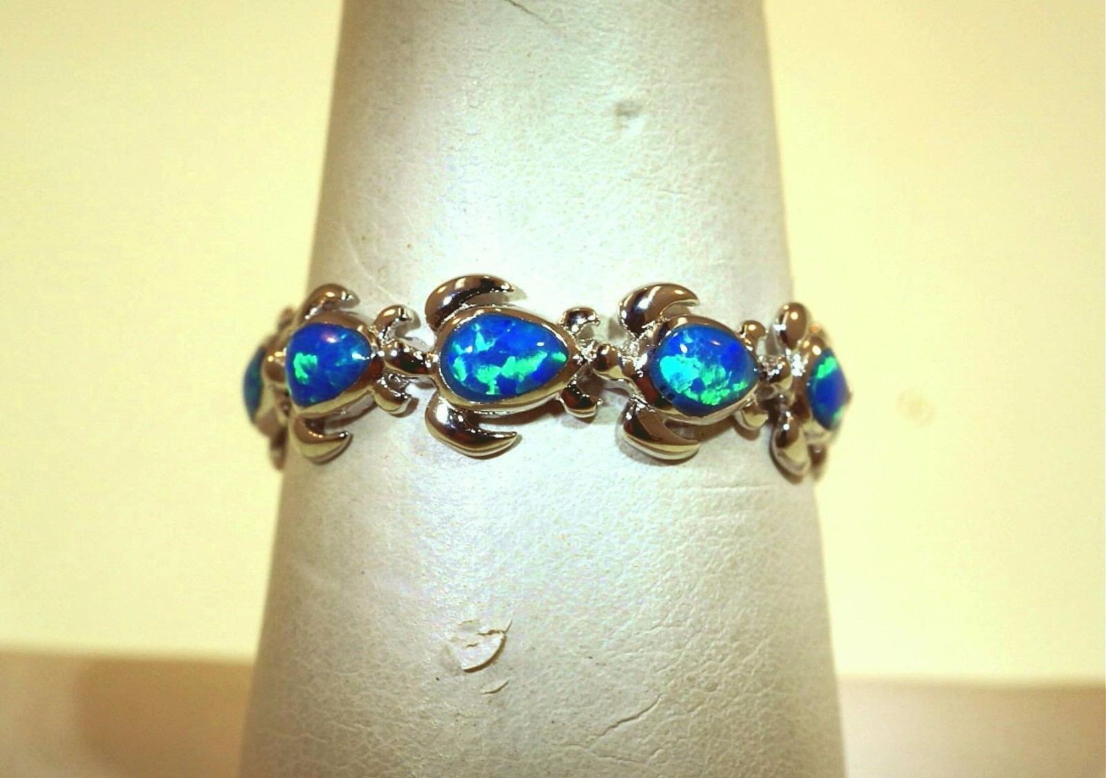6MM HAWAIIAN RHODIUM OVER SOLID 925 STERLING SILVER INLAID OPAL TURTLE RING 5-10