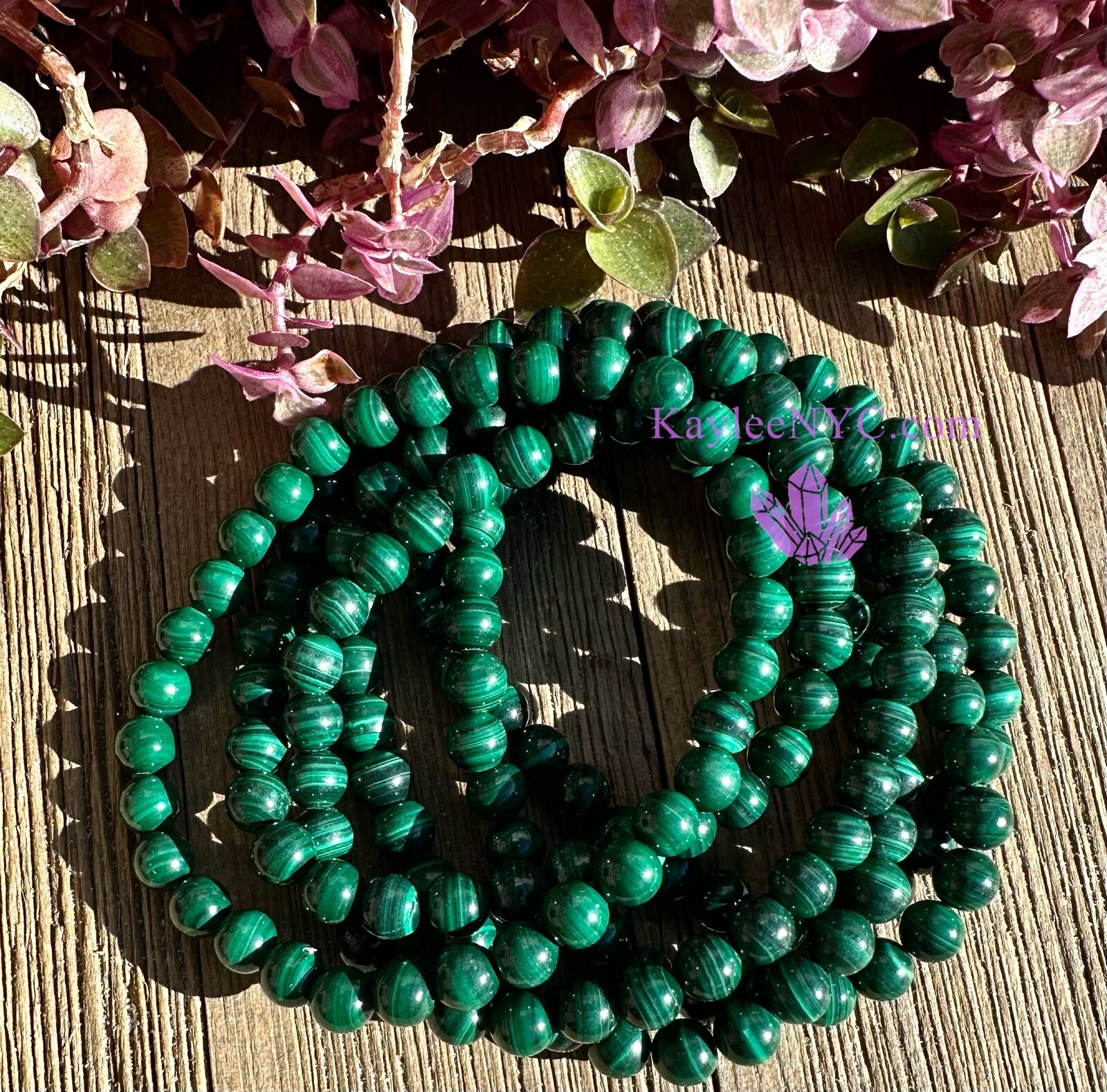 Wholesale 6 Pcs Natural Malachite 6mm 7.5” Crystal Healing Stretch Bracelet