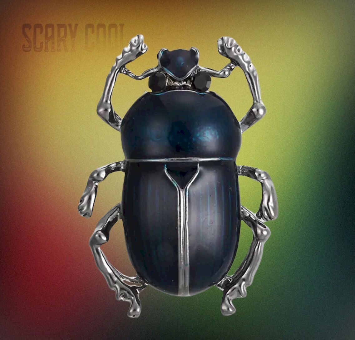 New Beetle Enameled Bug Scarab Vintage Retro Gold Pin Brooch
