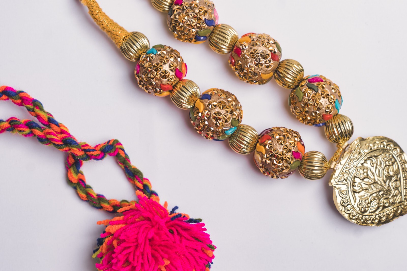 Multicolored Kaintha Pendant Necklace (Punjabi Folk Cultural Bhangra/ Giddha)
