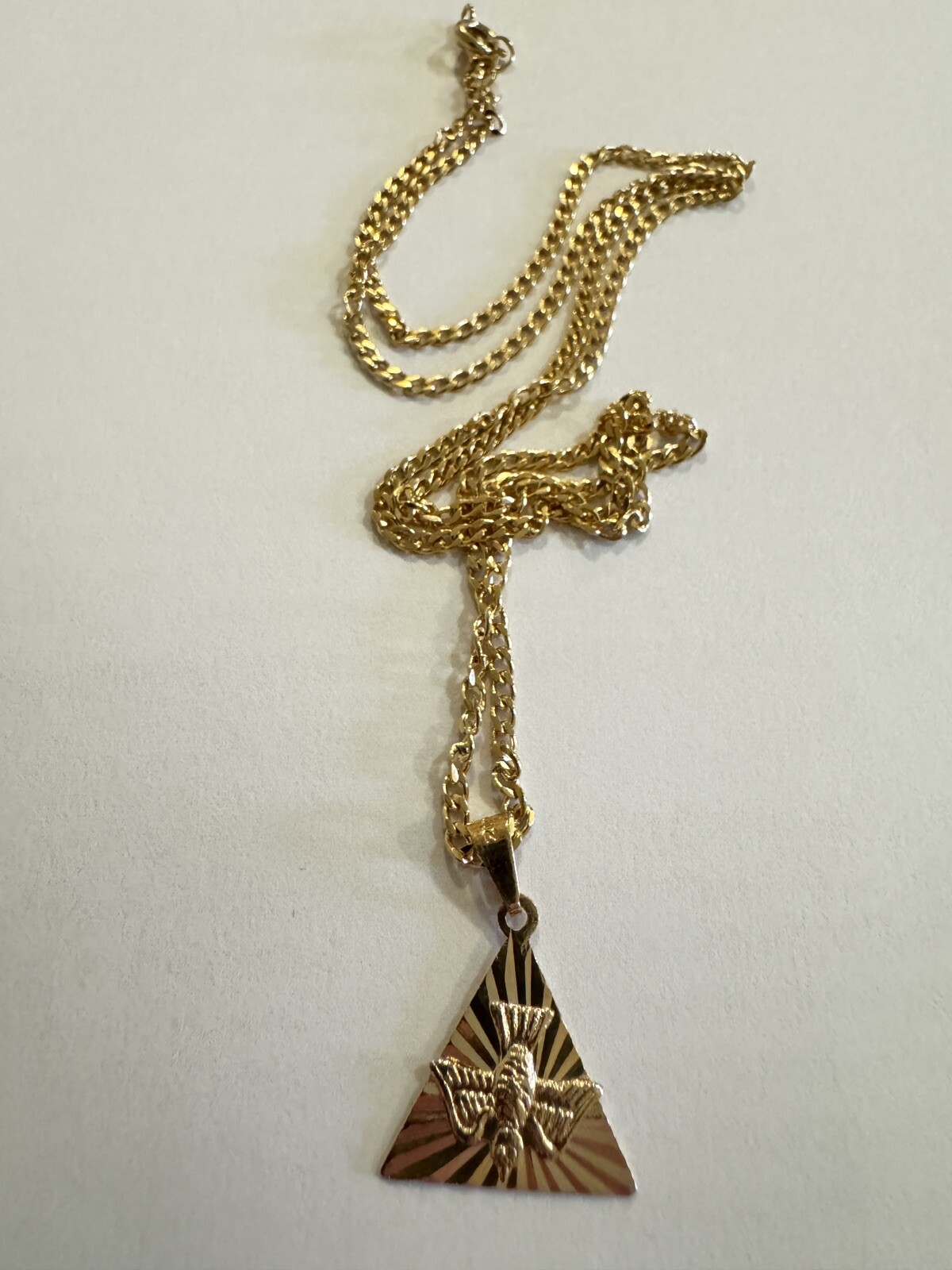 14k Gold Filled Chain With Pendant Unisex Holy Spirit 23.5 in Not Solid Gold