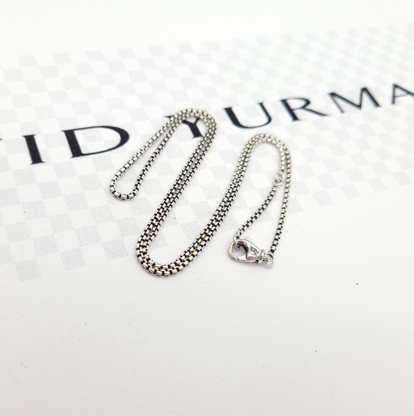 David Yurman 925 Sterling Silver 1.7 mm Box Chain Necklace 17″-18″ Inch