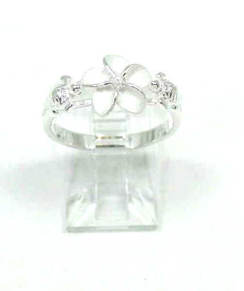 STERLING SILVER 925 HAWAIIAN PLUMERIA FLOWER TURTLE RING SIZE 3 – 13