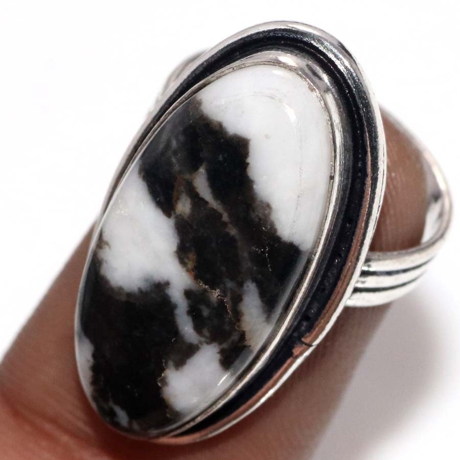 925 Silver Plated White Buffalo Turquoise Ring US 7 Unique Fashion Jewelry JW