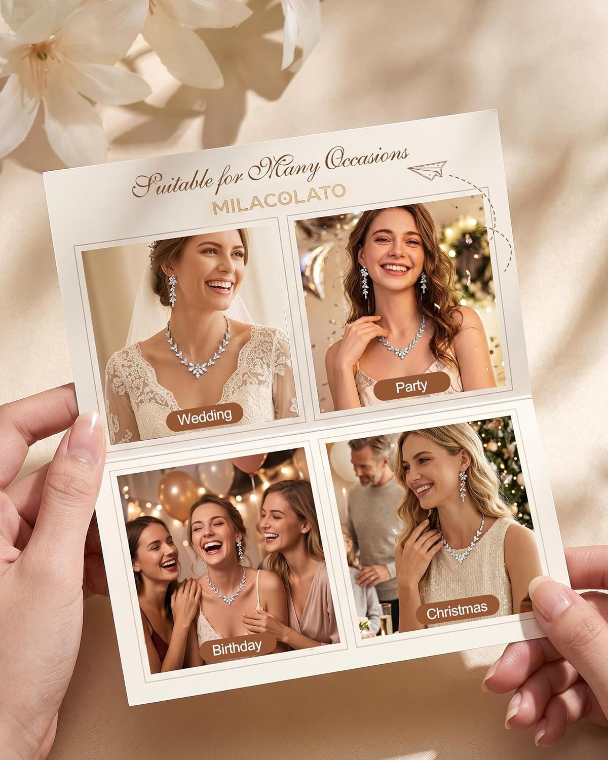 Silver Plated Wedding Jewelry Sets for Women Brides Bridesmaids Hypoallergenic S