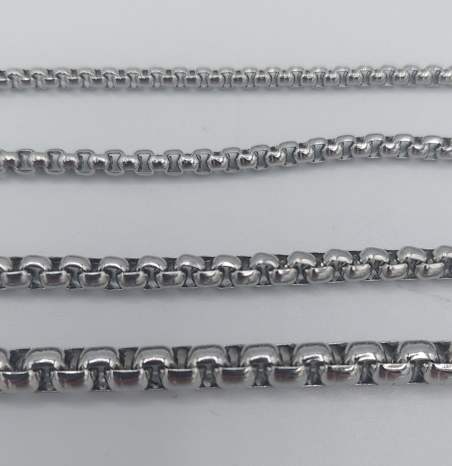 2/2.5/3/4/5mm 16-30″ SMOOTH BOX ROPE SILVER STAINLESS STEEL CHAIN NECKLACE