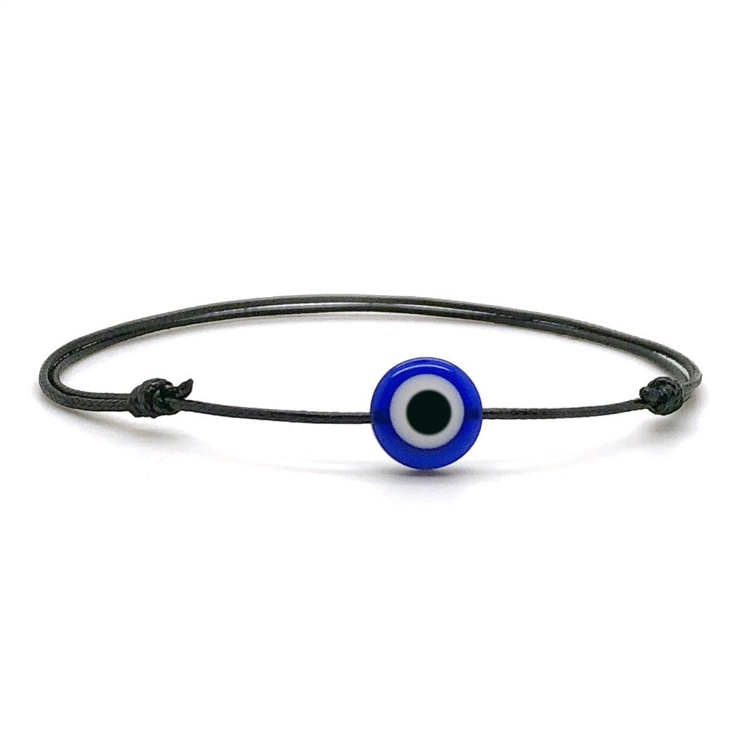EVIL EYE BRACELET Black String Surfer Good Luck Protection Blue Men Women Adjust