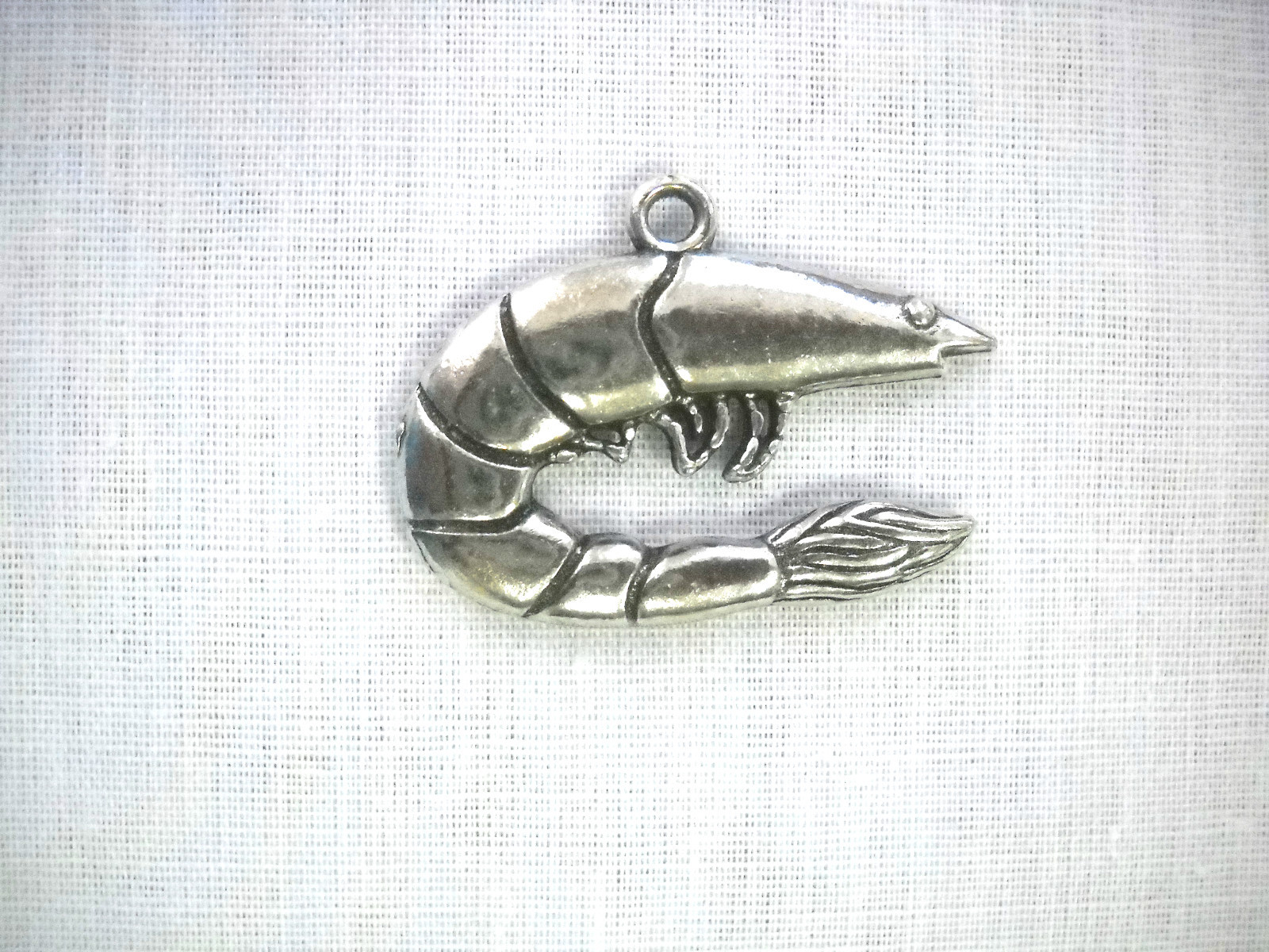 OCEAN SHRIMP PRAWN FOODIE SEAFOOD GULF FISHING PEWTER PENDANT ADJ NECKLACE