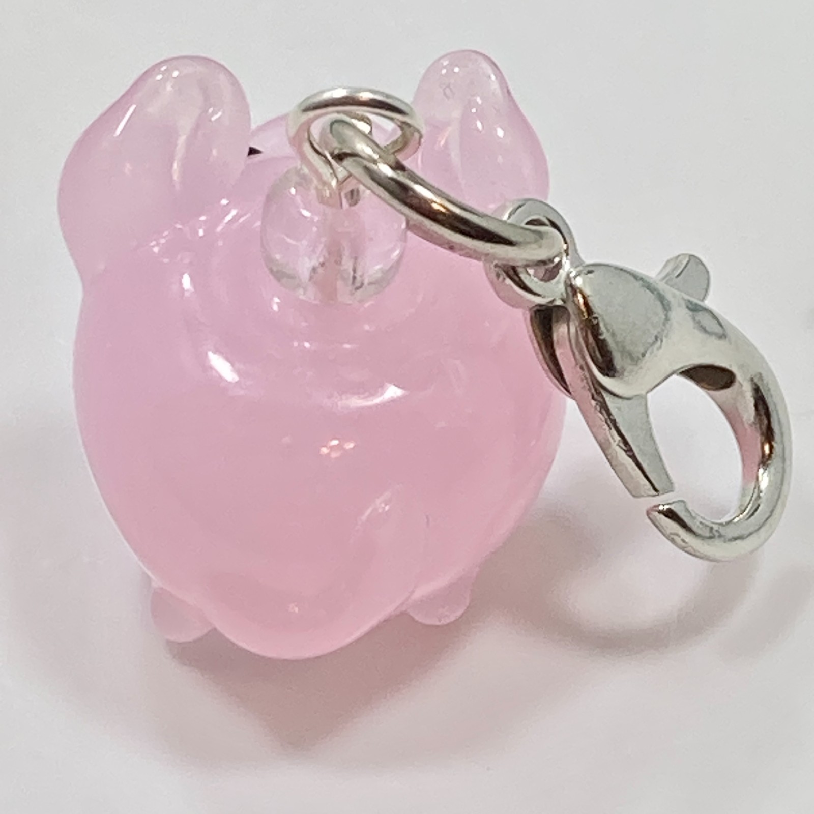 Pink Pig Glass Clip On Charm Zipper Pull Bag Purse Bracelet Charm Lampwork