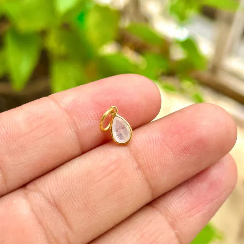 Natural Rainbow Moonstone Charm, Handmade Charm, Dainty Charm, Minimalist Charm