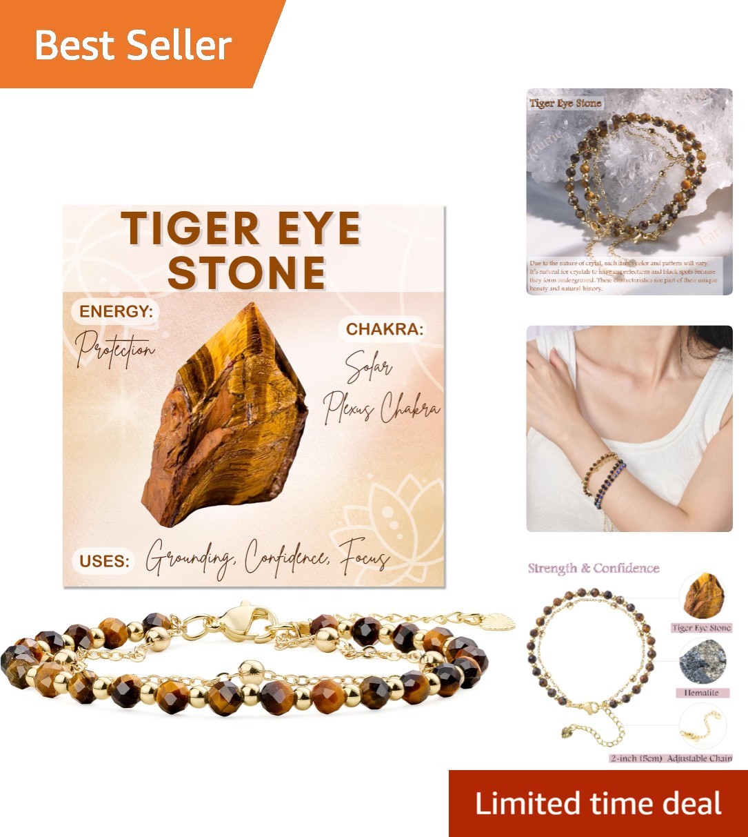 Handcrafted Tiger Eye Beaded Bracelet 6.1-8.07 Inches – Stylish & Protective