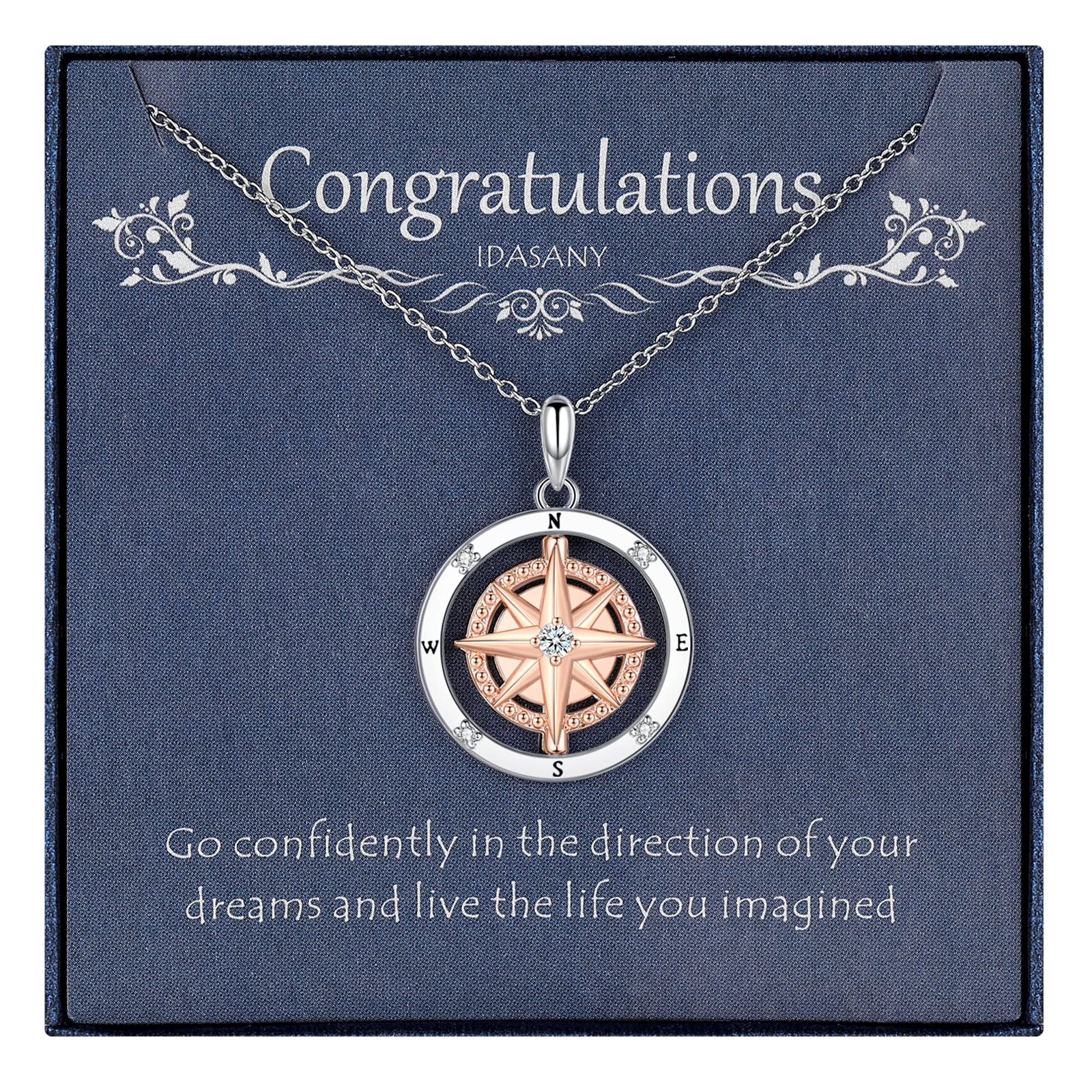Graduation Gifts for Her 2025 Inspirational Spin Compass Pandant Necklace for…