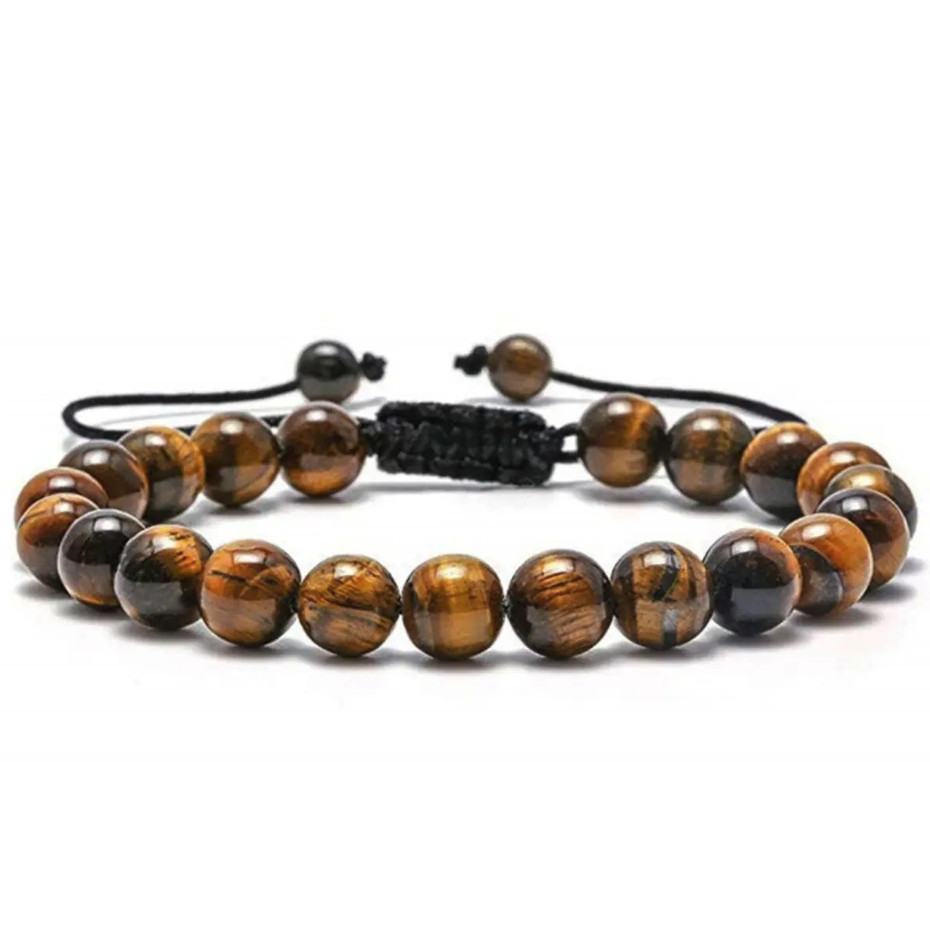 1pc 3 Style 8mm Natural Tiger Eye Lava Rock Handmade Men Bracelet Gift – NEW