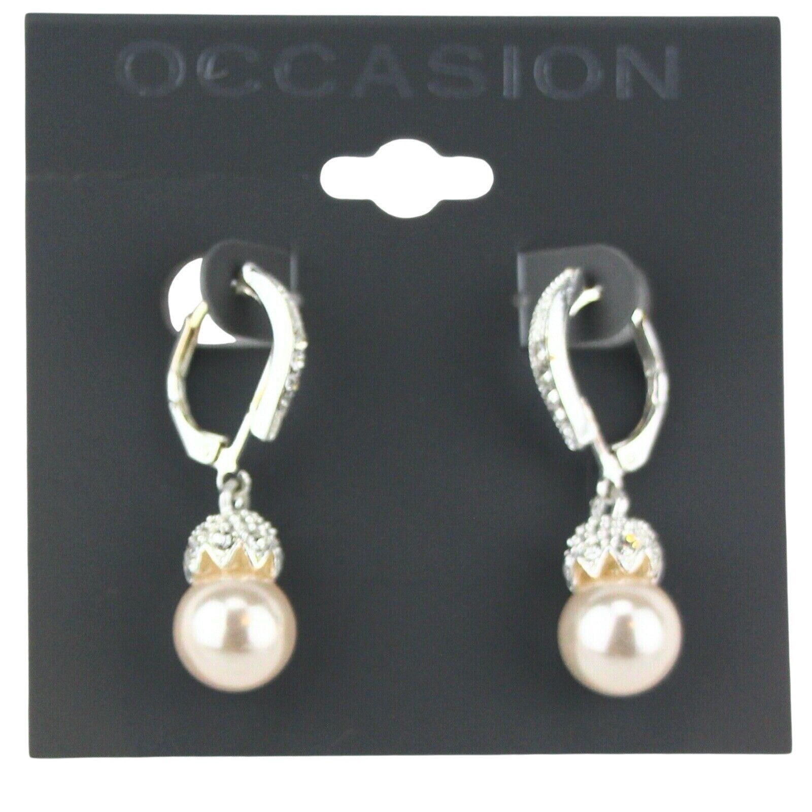 Kohls Special Occasion Earrings Crystal & Imitation Pearl Dangle Silver-tone