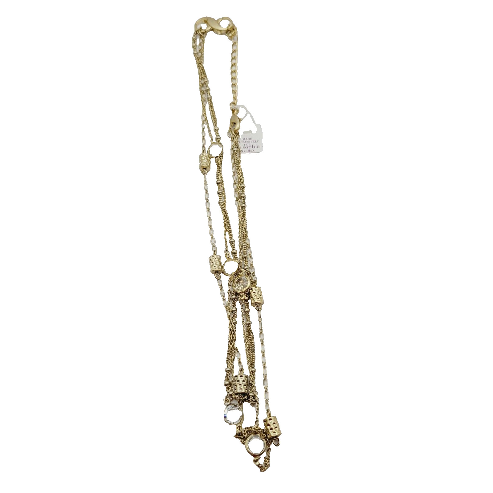Set of 3 Detachable Necklace Crystal Barrel Station Gold Tone lia Sophia 2014