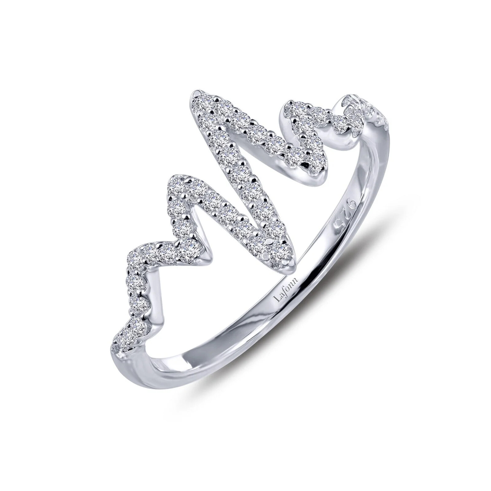BRAND NEW Lafonn 925 Platinum Plated 0.45CTW Romantic Heartbeat Ring R0202CLP05