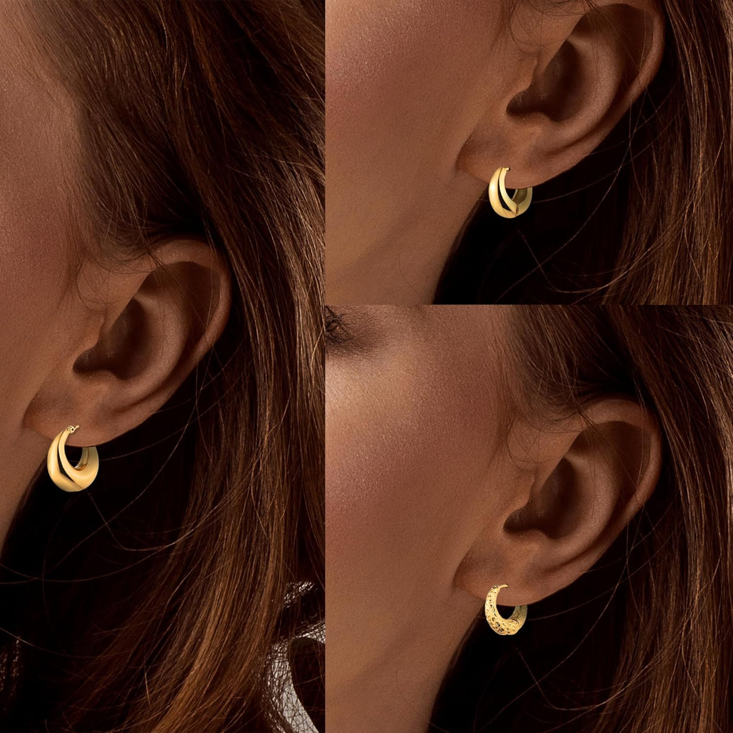 6 Pairs Gold Hoop Earrings Set for Women Hypoallergenic, 14K Gold Plated Lightwe