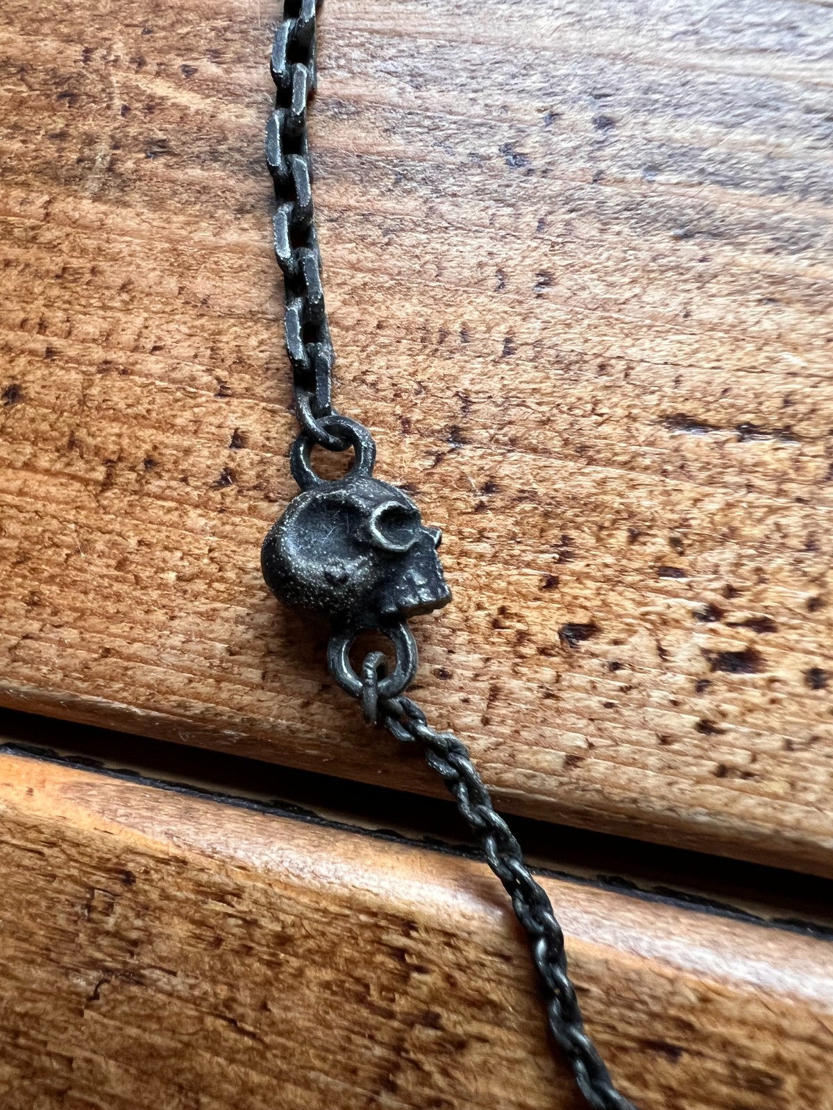 AllSaints Horseshoe Skull Pendant Necklace Gunmetal Chain Mens Ladies Charm