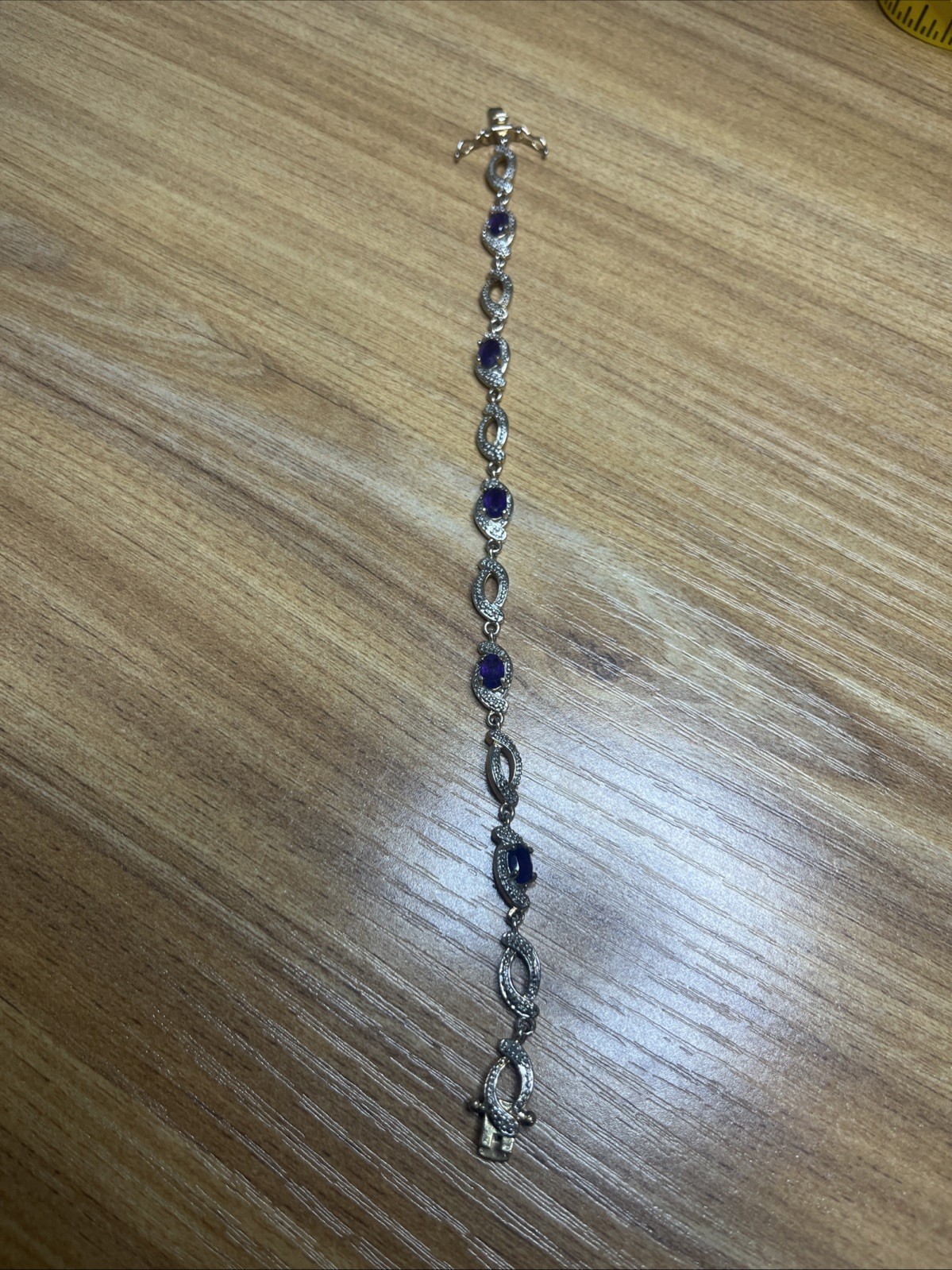 PRIME ART JEWELS PAJ BB Gold Tone Bracelet w/Amethyst Semi-precious Stones!